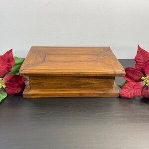 Handmade Wooden Jewelry Box, Red Velvet, Top Opening Keepsake, Luxury Wood, Vint